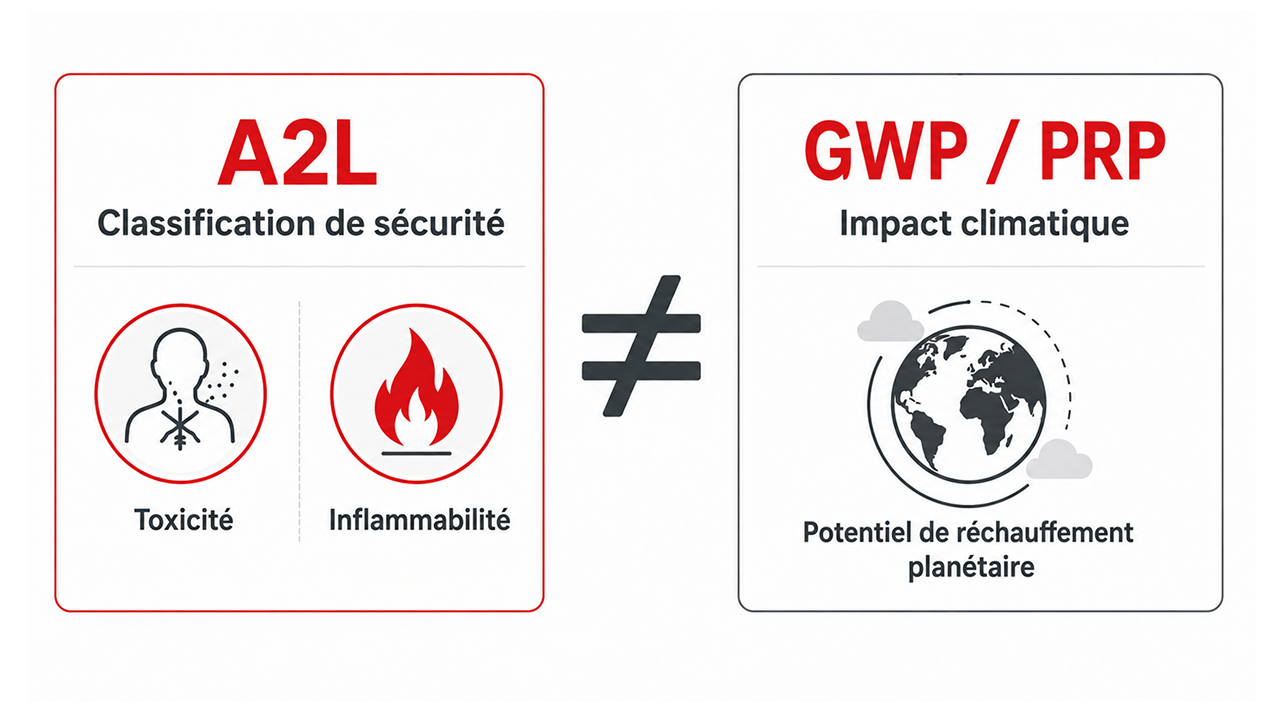 Différence entre la classification de sécurité A2L et le GWP d’un réfrigérant